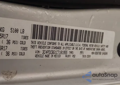 2012 Dodge Journey Sxt from USA, damaged, VIN 3C4PDCBG1CT181955